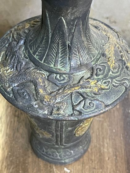 แจกัน หงษ์มังกร ดอกไม้4ฤดู ทองเหลืองสะสมA19 รูปที่ 10