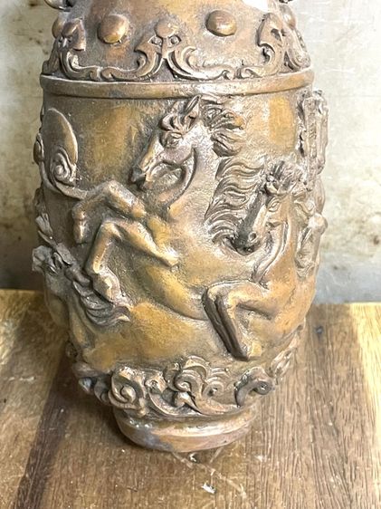 แจกัน ม้าแปดตัว อาชาหนุ่ม ทองเหลืองสะสมA20 รูปที่ 12