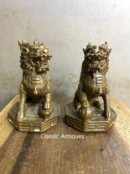 กิเลน ฐานแปดเหลี่ยม ทองเหลืองสะสม รูปที่ 2