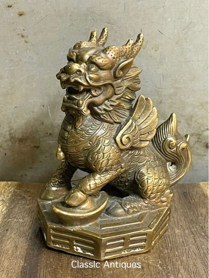 กิเลน ฐานแปดเหลี่ยม ทองเหลืองสะสม รูปที่ 8