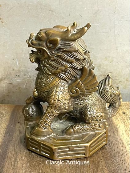 กิเลน ฐานแปดเหลี่ยม ทองเหลืองสะสม รูปที่ 15