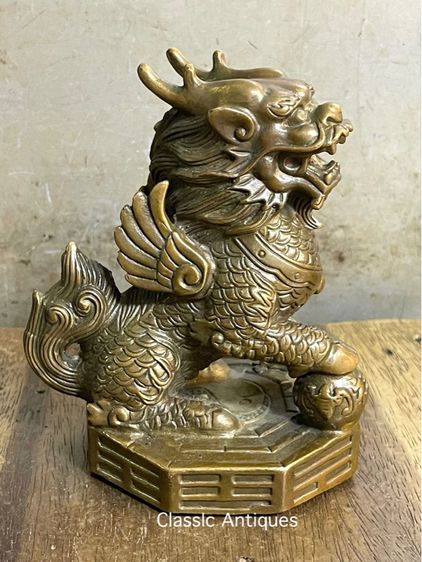 กิเลน ฐานแปดเหลี่ยม ทองเหลืองสะสม รูปที่ 14