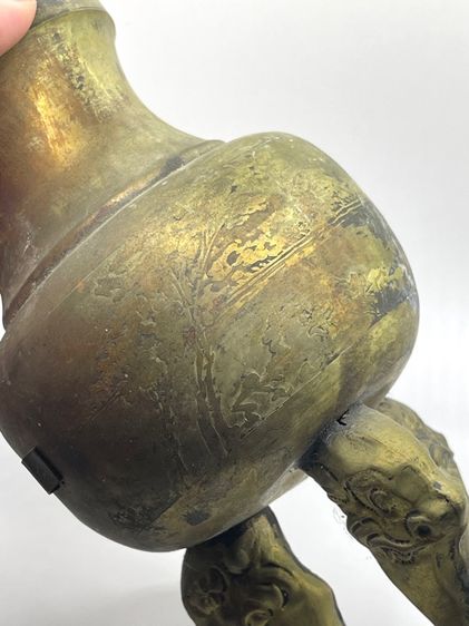 กระถาง ขาสิงห์ ทองเหลืองโบราณเก่าสะสม รูปที่ 16