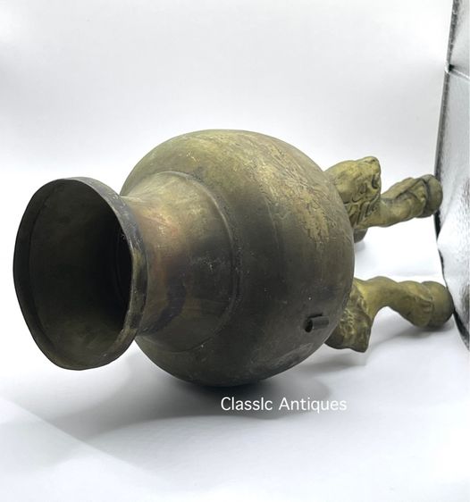 กระถาง ขาสิงห์ ทองเหลืองโบราณเก่าสะสม รูปที่ 8