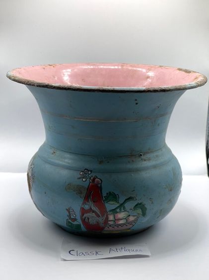 กระโถน เคลือบอีนาเมล ลายเครื่องตั้งจีน โบราณเก่าสะสม รูปที่ 7