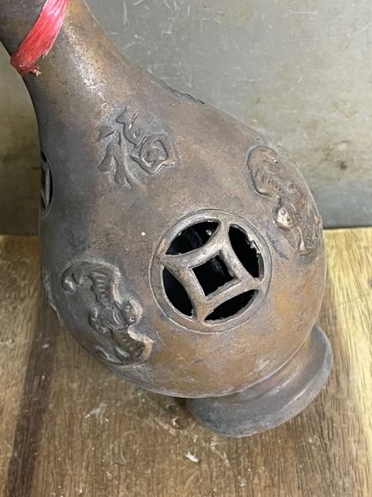 แจกัน ค้างคาวจีน คาบเหรียญ ทองเหลืองสะสมA21 รูปที่ 13