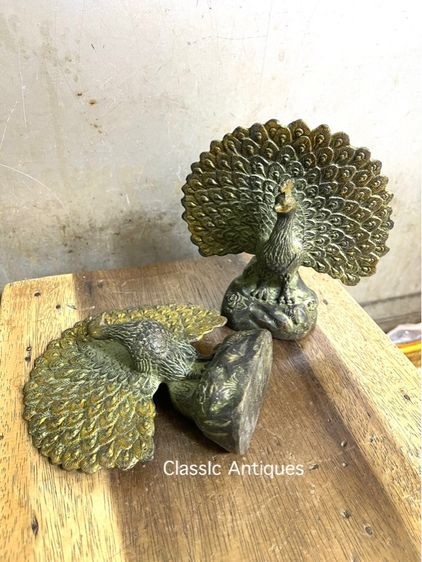 นกยูง รำแพน คู่เล็ก ทองเหลืองสะสม รูปที่ 2