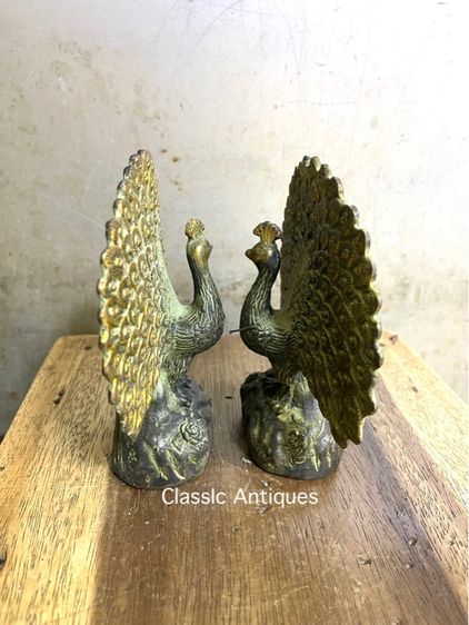 นกยูง รำแพน คู่เล็ก ทองเหลืองสะสม รูปที่ 4