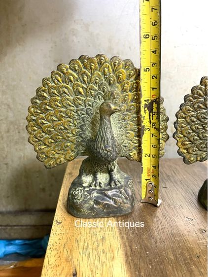 นกยูง รำแพน คู่เล็ก ทองเหลืองสะสม รูปที่ 8