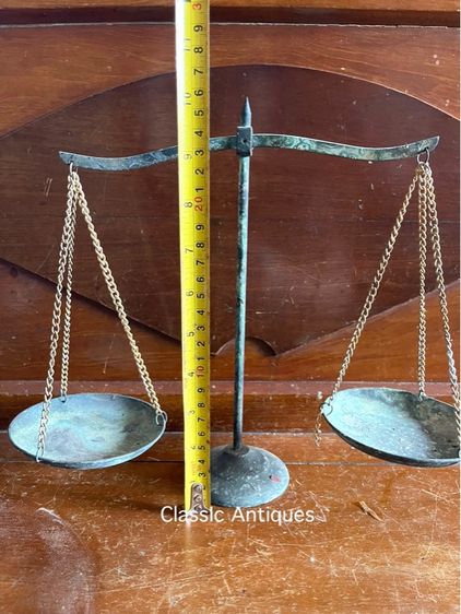 ตาชั่ง ทองเหลืองโบราณเก่าสะสมA8 รูปที่ 6