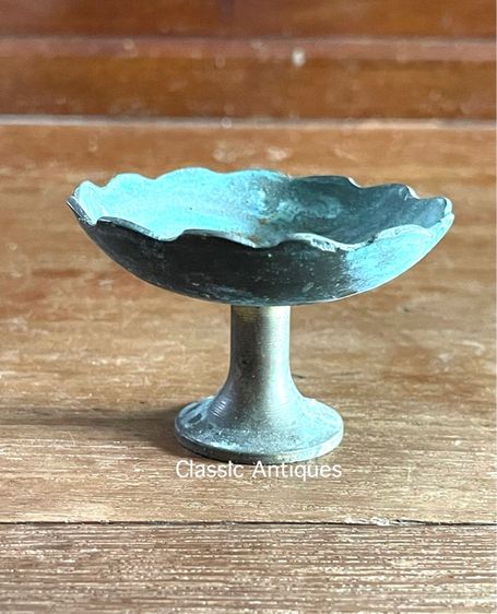 พาน ทองเหลืองจิ๋ว โบราณเก่าสะสมA11