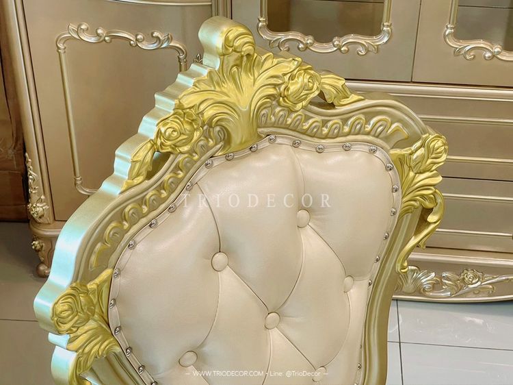 MENDOZA-I CLASSIC DINING SET ชุดโต๊ะอาหารกลม สไตล์หลุยส์ 6ที่นั่ง สีทองเชมเปญ 130ซม รุ่น เม็นโดซ่า-1 รูปที่ 6