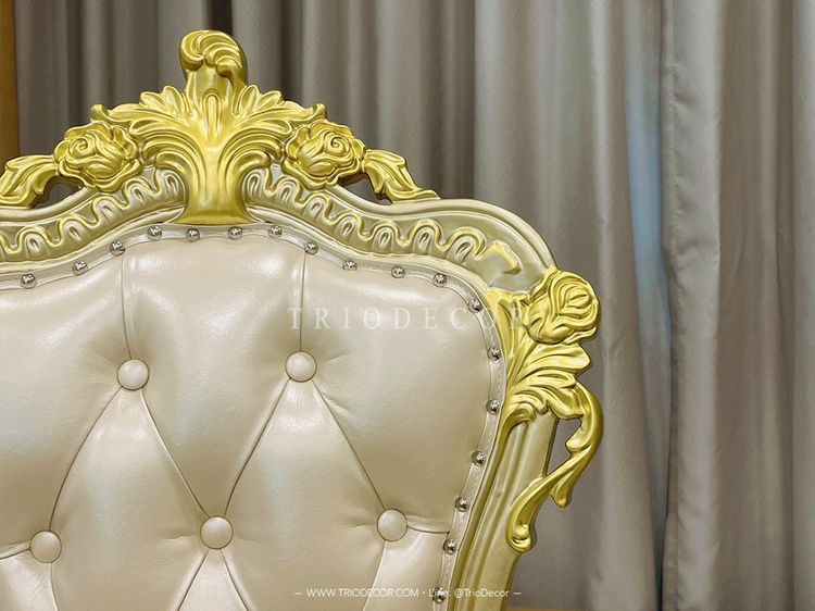 MENDOZA-I CLASSIC DINING SET ชุดโต๊ะอาหารกลม สไตล์หลุยส์ 6ที่นั่ง สีทองเชมเปญ 130ซม รุ่น เม็นโดซ่า-1 รูปที่ 9