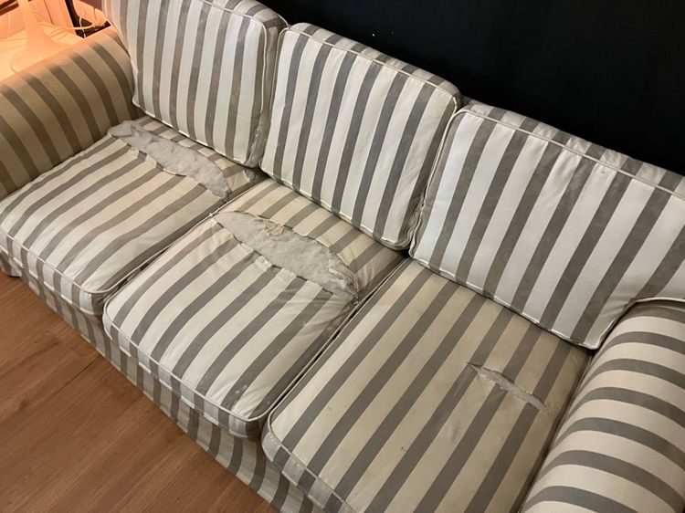  🛋️ ขายถูก โซฟาผ้า 3 ที่นั่ง Vintage Classic Cottage Style ขนาดกว้าง 194cm. ลึก81cm. สูง80cm. แบบผ้าถอดซักได้ รูปที่ 6
