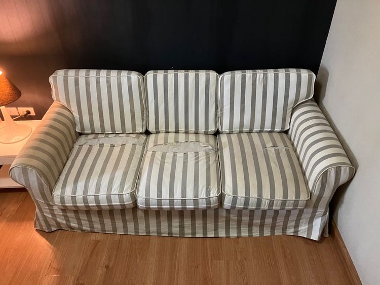  🛋️ ขายถูก โซฟาผ้า 3 ที่นั่ง Vintage Classic Cottage Style ขนาดกว้าง 194cm. ลึก81cm. สูง80cm. แบบผ้าถอดซักได้ รูปที่ 4