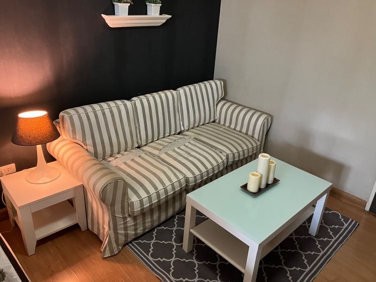 เทา  🛋️ ขายถูก โซฟาผ้า 3 ที่นั่ง Vintage Classic Cottage Style ขนาดกว้าง 194cm. ลึก81cm. สูง80cm. แบบผ้าถอดซักได้
