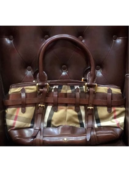 กระเป๋าสะพาย Burberry สีน้ำตาล เบจ House Check Canvas และหนัง Rowan และผ้าลายตาราง รับประกันแท้  รูปที่ 2
