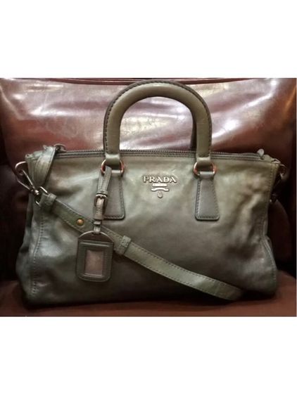 หนังแท้ PRADA BL0739 กระเป๋าหนังถือ สะพายไหล่ สี AVIO SFUMATO รับประกันแท้ 