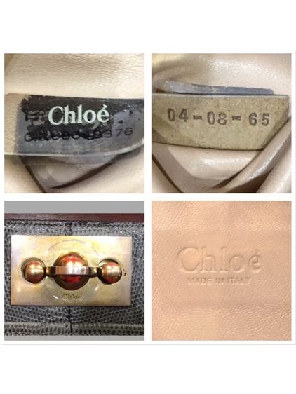 Chloé กระเป๋าคลัทช์หนัง Lizardแท้สีเทา รุ่นหายากสภาพดีมาก รับประกันของแท้  รูปที่ 7
