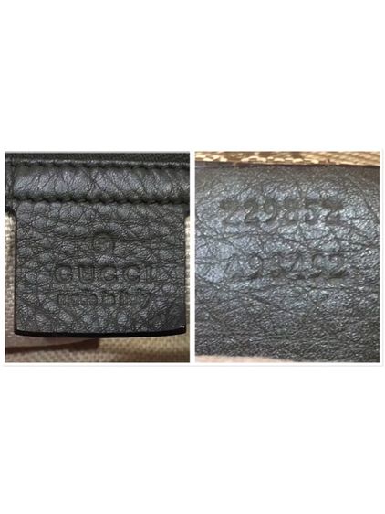 กุชชี่ กระเป๋าสะพายข้าง Gucci GG canvas สีน้ำตาลดำ x หนังสีเบจ แต่งโลหะสีเงิน tote 229852 รับประกันของแท้  รูปที่ 6