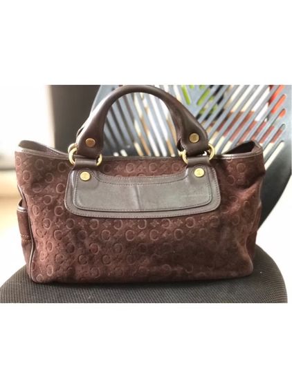 หนังแท้ กระเป๋าถือหนังกลับ Céline Celine Brown C Macadam Boogie สีน้ำตาลเข้ม รับประกันของแท้