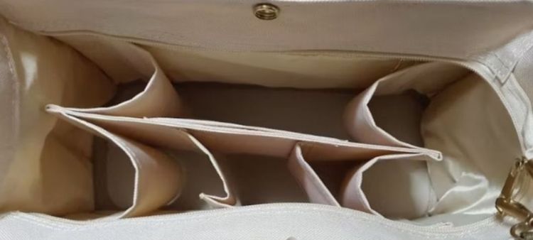 กระเป๋าสีครีมผ้าแคนวาสหลายช่อง รูปที่ 2