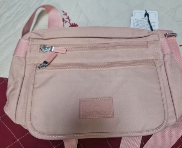 กระเป๋าสะพายผ้าไนล่อน น้ำหนักเบาสีชมพู รูปที่ 6