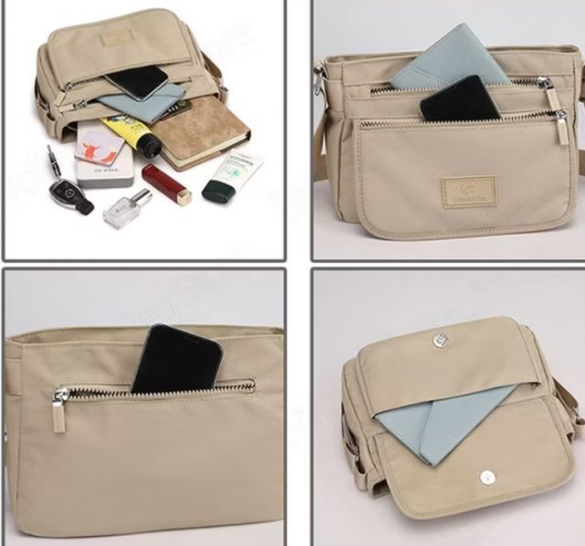 กระเป๋าสะพายผ้าไนล่อน น้ำหนักเบาสีชมพู รูปที่ 4