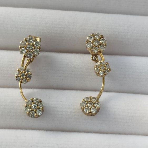 🔖ต่างหูก้านเงินแท้ ตอกโค๊ต 925 สีทองเคเพชรเล่นแสงสวย งานจากต่างประเทศ รูปที่ 2