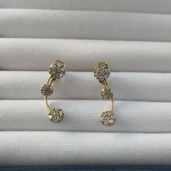 🔖ต่างหูก้านเงินแท้ ตอกโค๊ต 925 สีทองเคเพชรเล่นแสงสวย งานจากต่างประเทศ รูปที่ 6