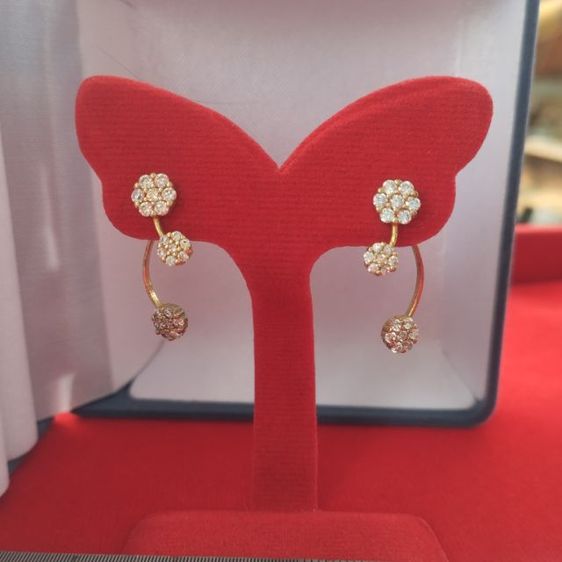 🔖ต่างหูก้านเงินแท้ ตอกโค๊ต 925 สีทองเคเพชรเล่นแสงสวย งานจากต่างประเทศ รูปที่ 5