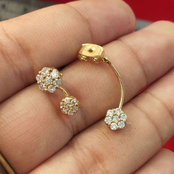 🔖ต่างหูก้านเงินแท้ ตอกโค๊ต 925 สีทองเคเพชรเล่นแสงสวย งานจากต่างประเทศ รูปที่ 4