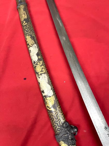 ดาบญี่ปุ่น ลาย สิงโตญี่ปุ่น กระไหร่เงิน รูปที่ 13