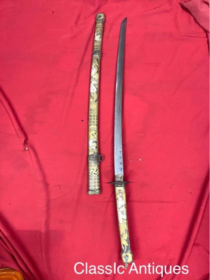 ดาบญี่ปุ่นกะไหล่เงิน ลายหายากA2 รูปที่ 6