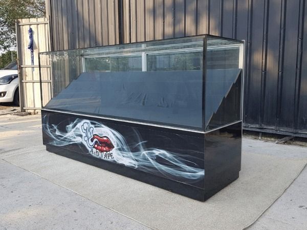 ตู้จิวเวลรี่ ตู้กระจกโชว์สินค้า ตู้โชว์โทรศัพท์ ประตูกระจกแบบสไลด์ สีดำ รูปที่ 8