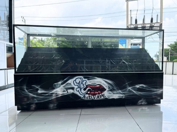 ตู้จิวเวลรี่ ตู้กระจกโชว์สินค้า ตู้โชว์โทรศัพท์ ประตูกระจกแบบสไลด์ สีดำ รูปที่ 4