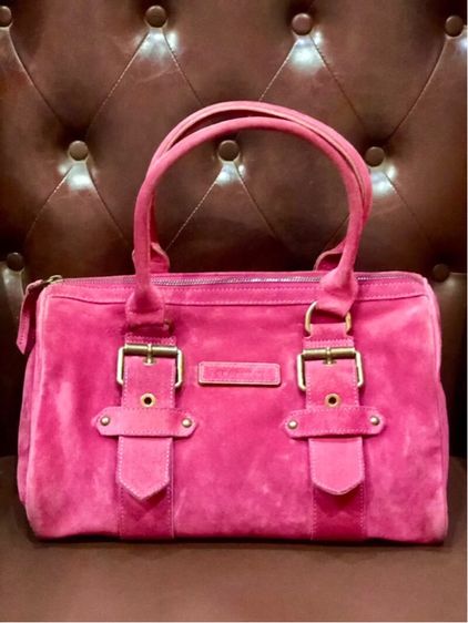 กระเป๋า Longchamp Kate Moss Gloucester Boston - Burgundy Suede รับประกันของแท้