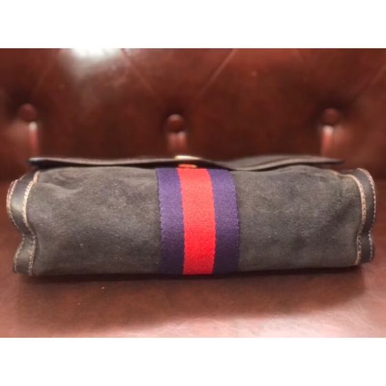 กระเป๋าคลัทช์ GUCCI SHERRY LINE VINTAGE SUEDE NAVY NAVY UNISEX รับประกันของแท้ รูปที่ 7