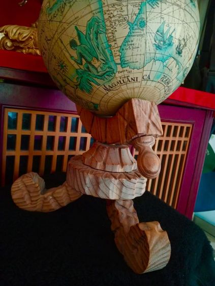 USA.ชุดลูกโลกไม้เก่าโบราณสภาพเยี่ยมขนาดใหญ่จากอเมริกา รูปที่ 9