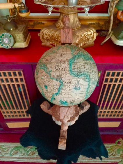 USA.ชุดลูกโลกไม้เก่าโบราณสภาพเยี่ยมขนาดใหญ่จากอเมริกา รูปที่ 13