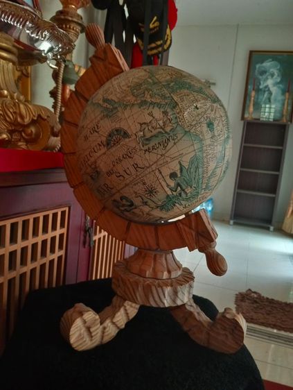 USA.ชุดลูกโลกไม้เก่าโบราณสภาพเยี่ยมขนาดใหญ่จากอเมริกา รูปที่ 12