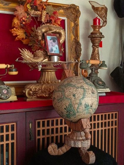 USA.ชุดลูกโลกไม้เก่าโบราณสภาพเยี่ยมขนาดใหญ่จากอเมริกา รูปที่ 8