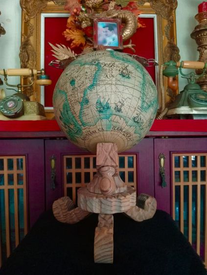 USA.ชุดลูกโลกไม้เก่าโบราณสภาพเยี่ยมขนาดใหญ่จากอเมริกา รูปที่ 3