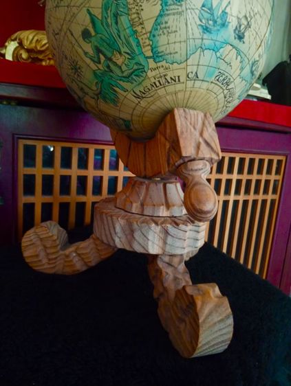 USA.ชุดลูกโลกไม้เก่าโบราณสภาพเยี่ยมขนาดใหญ่จากอเมริกา รูปที่ 15