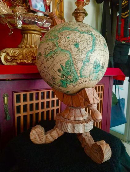 USA.ชุดลูกโลกไม้เก่าโบราณสภาพเยี่ยมขนาดใหญ่จากอเมริกา รูปที่ 7