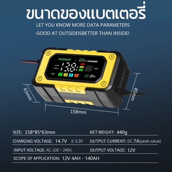  FOXSUR รุ่นจอสีLED CPUรุ่นใหม่ล่าสุด ประมวลผลแม่นยำ ชาร์จรถยนต์ มอไซค์ รถใหญ่ รุ่นใหม่ล่าสุด เก็บปลายทาง