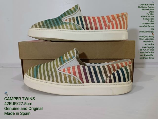 CAMPER TWINS, Slip-on, Unisex 42EU(27.5cm) Original งาน Spain ของแท้ มือ 2 สภาพเยี่ยม, รองเท้า CAMPER ผ้าแคนวาสปั้มลายสี Multicolor สวยมาก รูปที่ 15