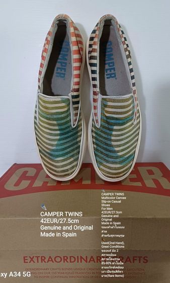 CAMPER TWINS, Slip-on, Unisex 42EU(27.5cm) Original งาน Spain ของแท้ มือ 2 สภาพเยี่ยม, รองเท้า CAMPER ผ้าแคนวาสปั้มลายสี Multicolor สวยมาก รูปที่ 9