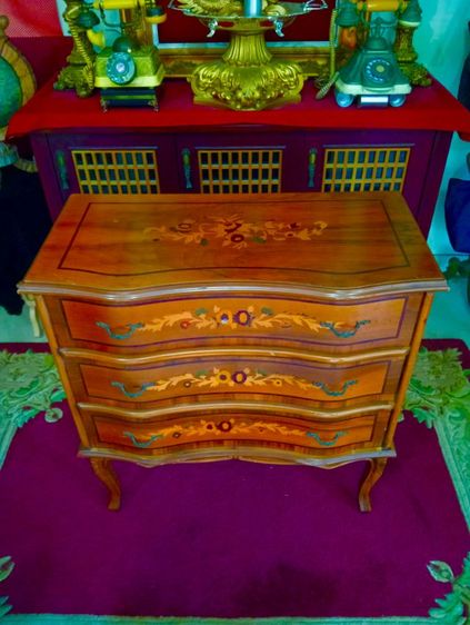 ฝรั่งเศส..ตู้ไม้ 3 ลิ้นชักงานอินเลสุดงามสภาพเยี่ยมจากฝรั่งเศส รูปที่ 6