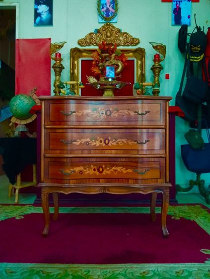 ฝรั่งเศส..ตู้ไม้ 3 ลิ้นชักงานอินเลสุดงามสภาพเยี่ยมจากฝรั่งเศส รูปที่ 10